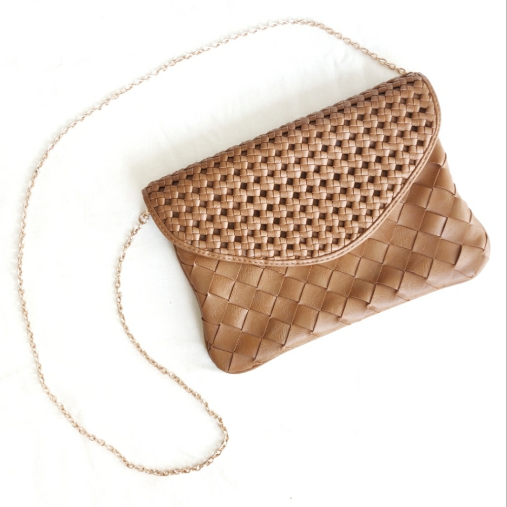 Tan leather clutch purse